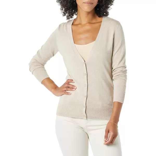 Amazon Essentials Womens Lightweight VNeck Cardigan Sweater Available in Plus SizeLight Oatmeal