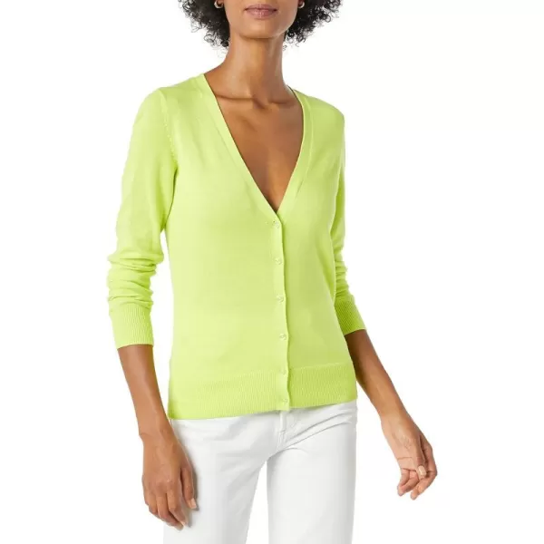 Amazon Essentials Womens Lightweight VNeck Cardigan Sweater Available in Plus SizeLime Green