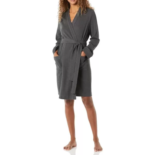 Amazon Essentials Womens Lightweight Waffle MidLength Robe Available in Plus SizeCharcoal Heather