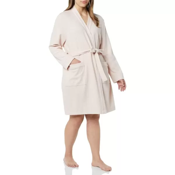 Amazon Essentials Womens Lightweight Waffle MidLength Robe Available in Plus SizePale Pink