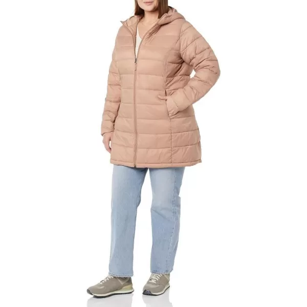 Amazon Essentials Womens Lightweight WaterResistant Hooded Puffer Coat Available in Plus SizeTaupe