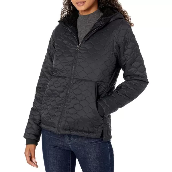 Amazon Essentials Womens Lightweight WaterResistant SherpaLined Hooded PufferBlack