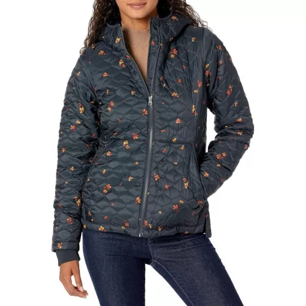 Amazon Essentials Womens Lightweight WaterResistant SherpaLined Hooded PufferBlack Leafy Floral