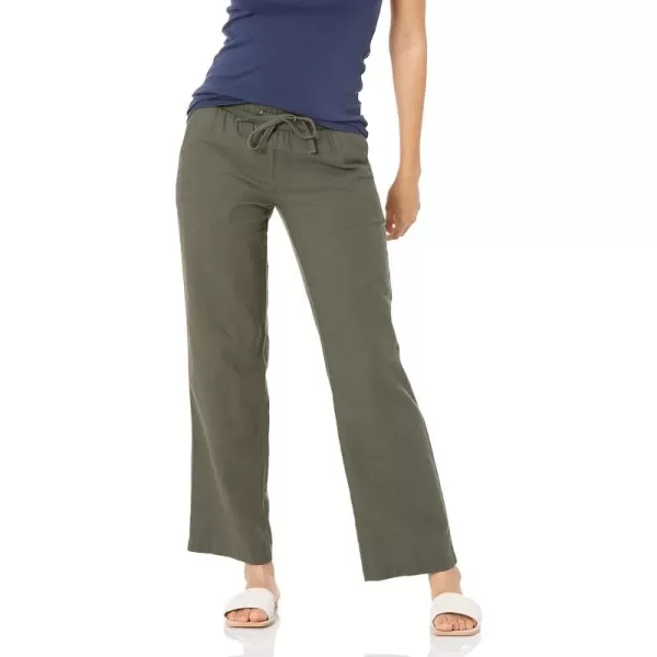 Amazon Essentials Womens Linen Blend Drawstring Wide Leg Pant Available in Plus SizeDark Olive