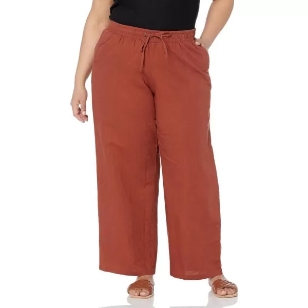 Amazon Essentials Womens Linen Blend Drawstring Wide Leg Pant Available in Plus SizeTerracotta