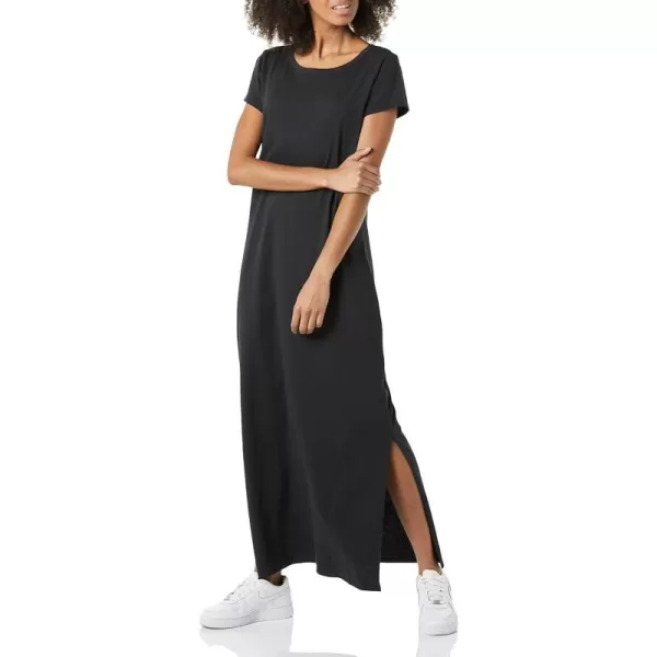 Amazon Essentials Womens Livedin Cotton RelaxedFit ShortSleeve Crewneck Maxi Dress Previously Daily RitualBlack