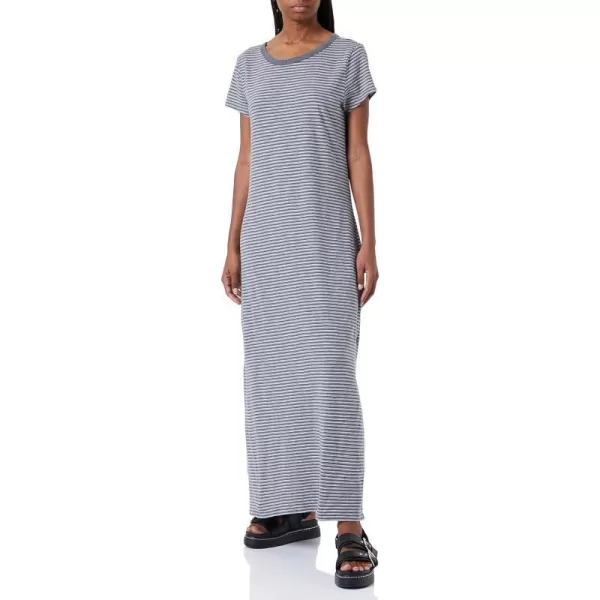 Amazon Essentials Womens Livedin Cotton RelaxedFit ShortSleeve Crewneck Maxi Dress Previously Daily RitualGrey Heather White Horizontal Stripe