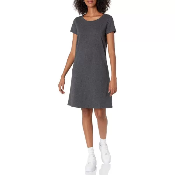 Amazon Essentials Womens Livedin Cotton RelaxedFit ShortSleeve Crewneck TShirt Dress Previously Daily RitualCharcoal Heather