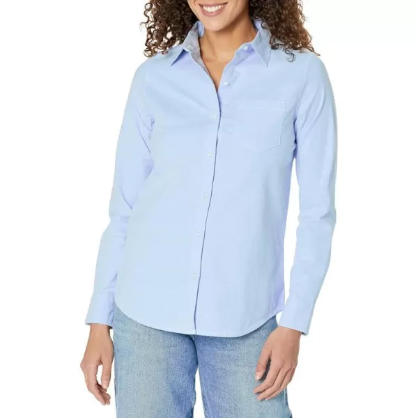 Amazon Essentials Womens Long Sleeve Button Down Stretch Oxford Shirt Available in Plus SizeBlue