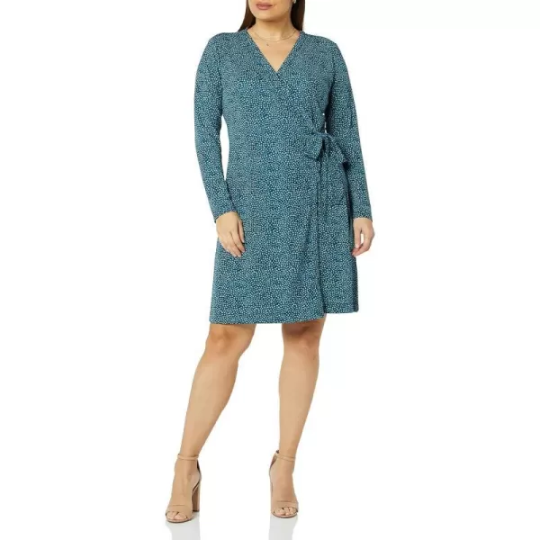 Amazon Essentials Womens Long Sleeve Signature Wrap DressBlue Dots