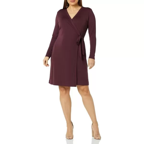 Amazon Essentials Womens Long Sleeve Signature Wrap DressBurgundy