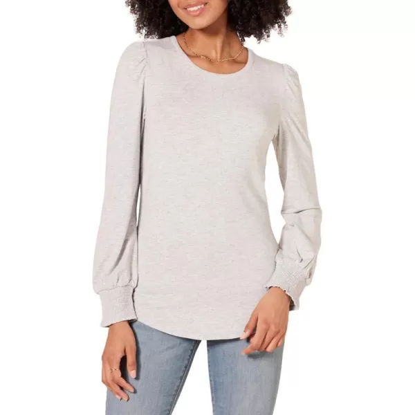 Amazon Essentials Womens LongSleeve Crewneck Smocked Cuff TShirtGrey Heather