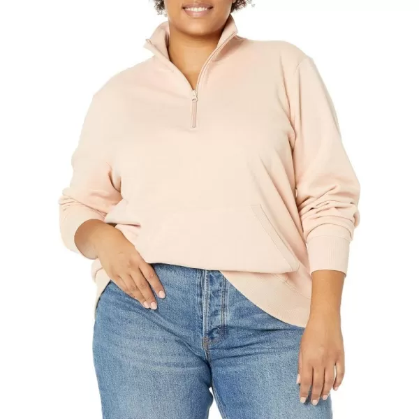 Amazon Essentials Womens LongSleeve Fleece QuarterZip Top Available in Plus SizeBeige