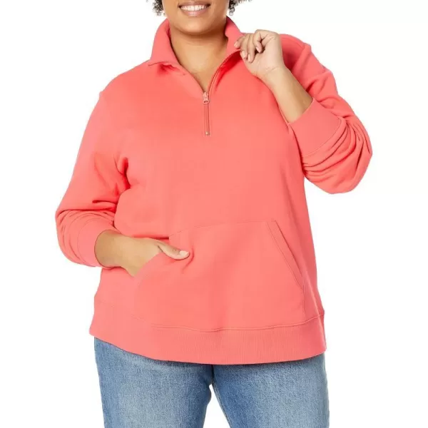 Amazon Essentials Womens LongSleeve Fleece QuarterZip Top Available in Plus SizeBright Pink