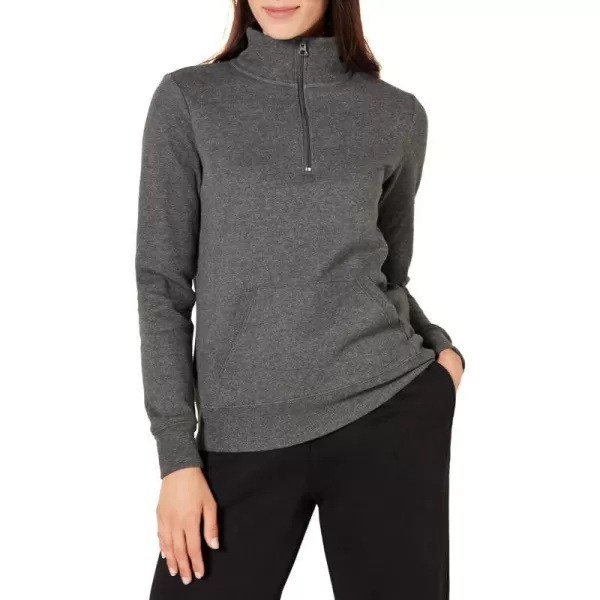 Amazon Essentials Womens LongSleeve Fleece QuarterZip Top Available in Plus SizeCharcoal Heather