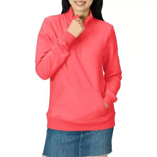 Amazon Essentials Womens LongSleeve Fleece QuarterZip Top Available in Plus SizeCoral Pink