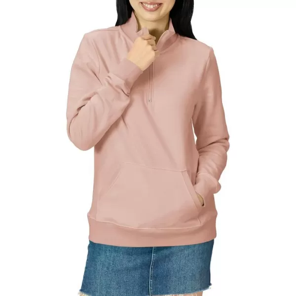 Amazon Essentials Womens LongSleeve Fleece QuarterZip Top Available in Plus SizeLight Pink