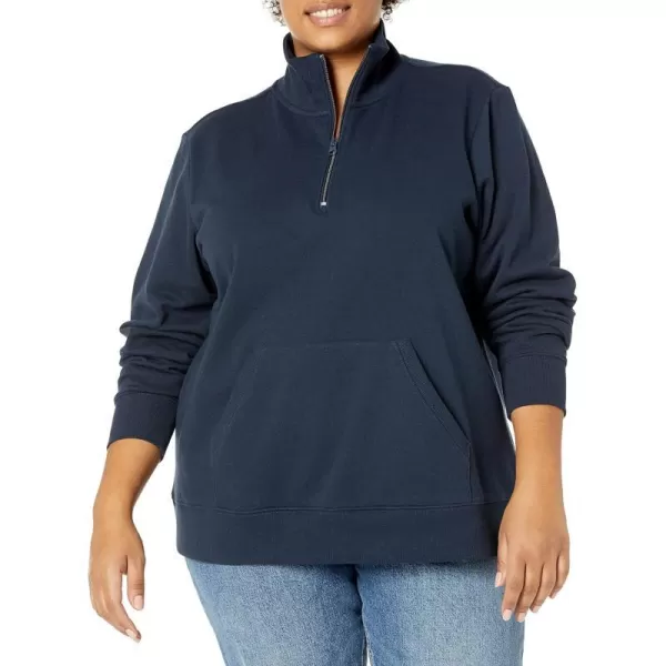 Amazon Essentials Womens LongSleeve Fleece QuarterZip Top Available in Plus SizeNavy