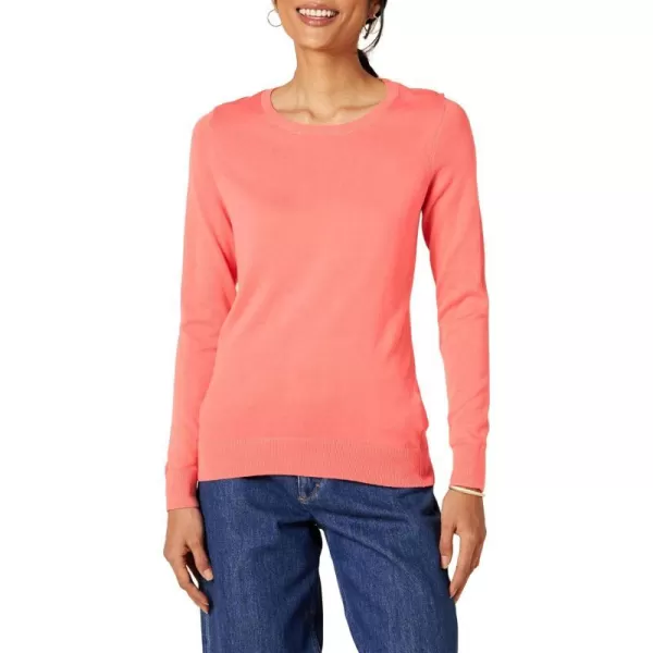 Amazon Essentials Womens LongSleeve Lightweight Crewneck Sweater Available in Plus SizeCoral Pink