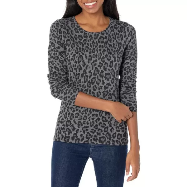 Amazon Essentials Womens LongSleeve Lightweight Crewneck Sweater Available in Plus SizeGrey Cheetah Print