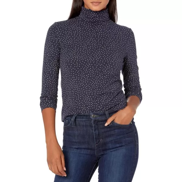 Amazon Essentials Womens LongSleeve Turtleneck Available in Plus SizeNavyCamel Dots