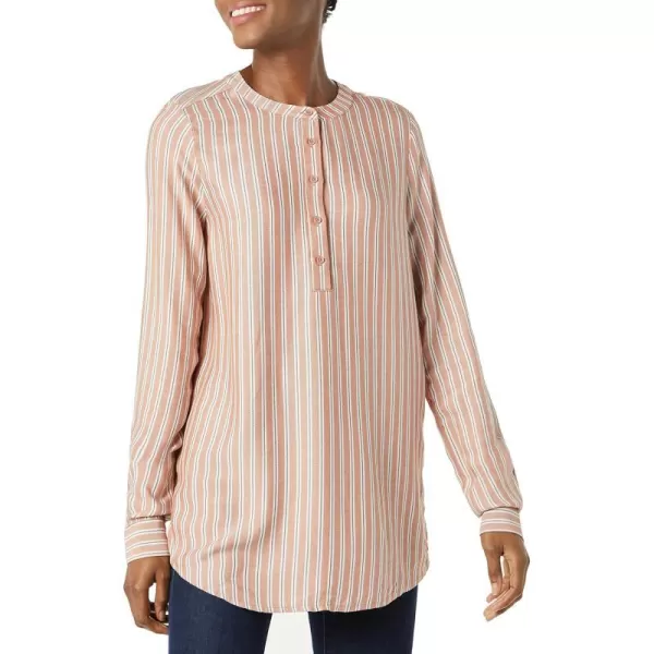 Amazon Essentials Womens LongSleeve Woven BlouseTerracotta French Stripe