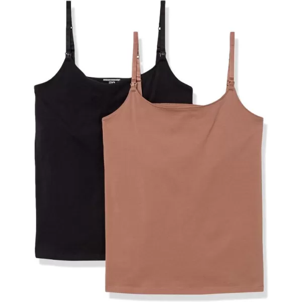 Amazon Essentials Womens Maternity Nursing Friendly Camisole Pack of 2BlackBrown