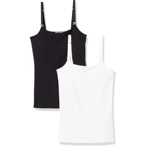 Amazon Essentials Womens Maternity Nursing Friendly Camisole Pack of 2BlackWhite