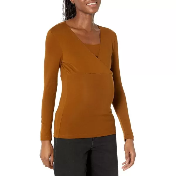 Amazon Essentials Womens Maternity Nursing VNeck TopDark Chestnut Brown