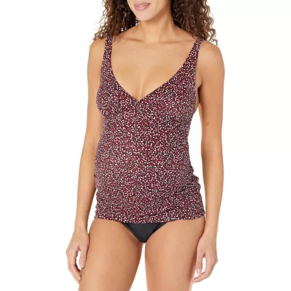 Amazon Essentials Womens Maternity Tankini Swim TopBrick Red Leopard