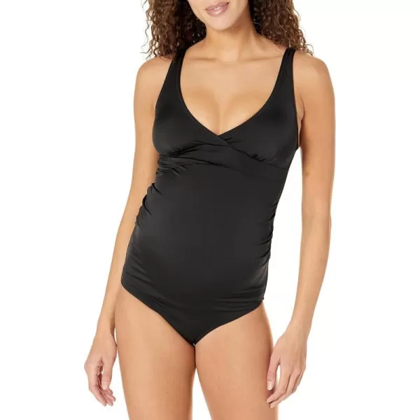 Amazon Essentials Womens Maternity VNeck SwimsuitWashed Black