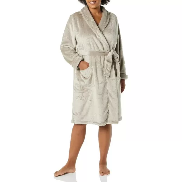 Amazon Essentials Womens MidLength Plush Robe Available in Plus SizeGrey