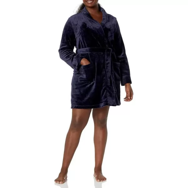 Amazon Essentials Womens MidLength Plush Robe Available in Plus SizeNavy