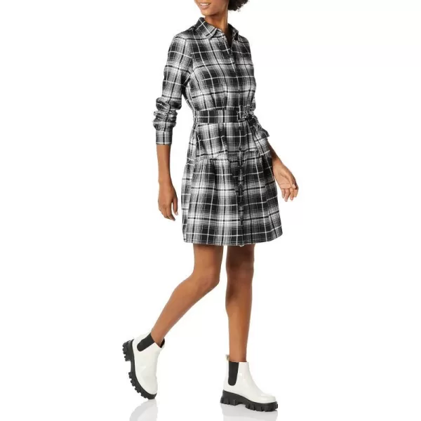 Amazon Essentials Womens Mini Feminine Flannel Shirt DressBlack Gradient Stripes