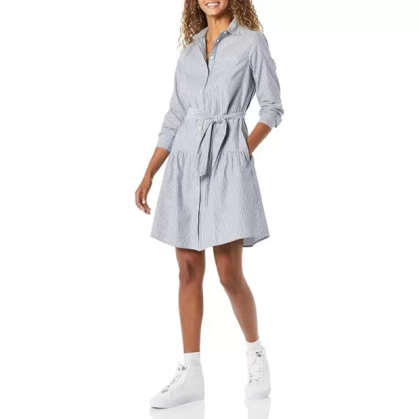 Amazon Essentials Womens Mini Feminine Flannel Shirt DressChambray Stripe