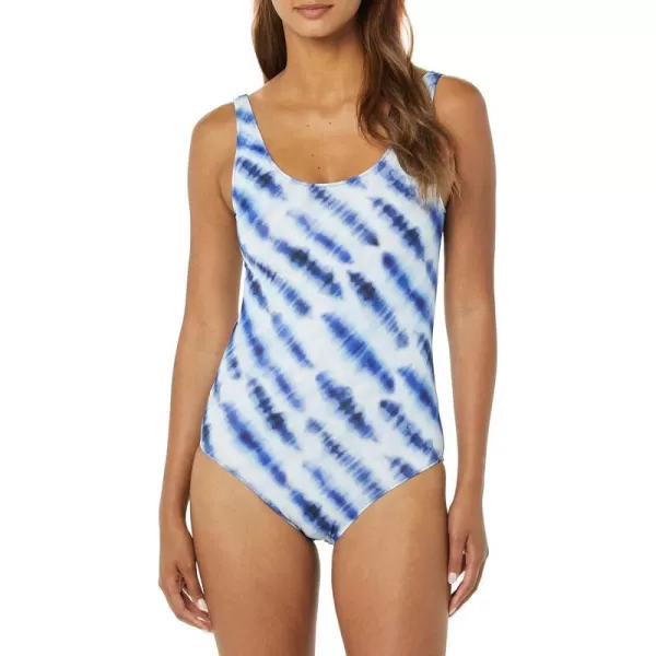 Amazon Essentials Womens OnePiece Coverage Swimsuit Available in Plus SizeBlue Tie Dye