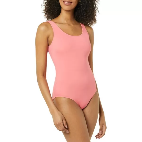 Amazon Essentials Womens OnePiece Coverage Swimsuit Available in Plus SizeCoral Pink