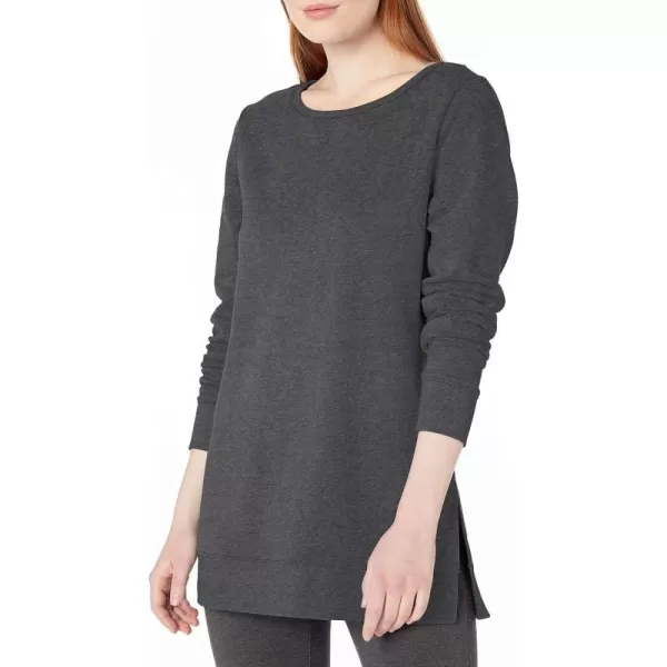 Amazon Essentials Womens OpenNeck Fleece Tunic SweatshirtCharcoal Heather