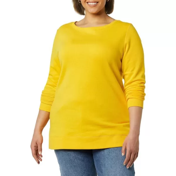 Amazon Essentials Womens OpenNeck Fleece Tunic SweatshirtGolden Yellow