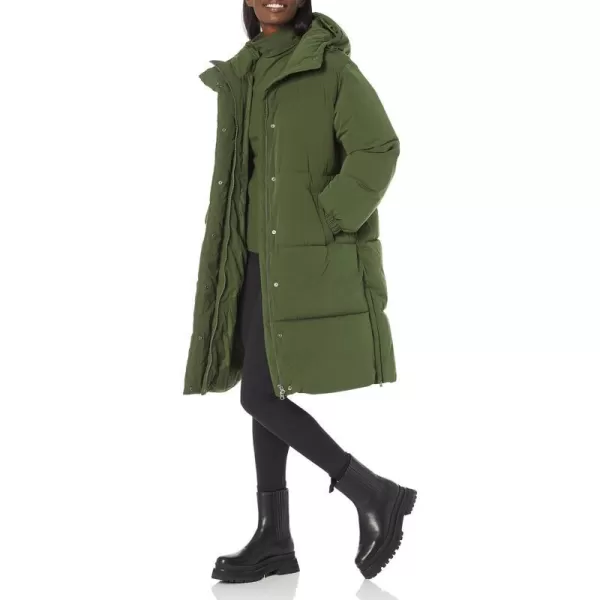 Amazon Essentials Womens Oversized Long Puffer Jacket Available in Plus SizeDark Olive