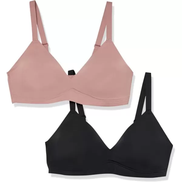 Amazon Essentials Womens Padded Bralette Pack of 2BlackDusted Pearl