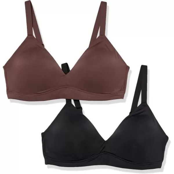 Amazon Essentials Womens Padded Bralette Pack of 2BlackRich Hazel