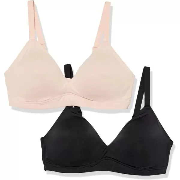 Amazon Essentials Womens Padded Bralette Pack of 2BlackSoft Petal