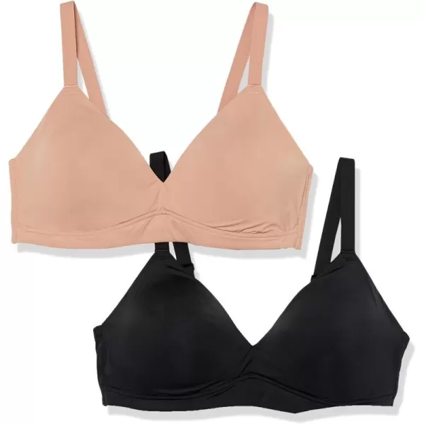 Amazon Essentials Womens Padded Bralette Pack of 2BlackWashed Bronze