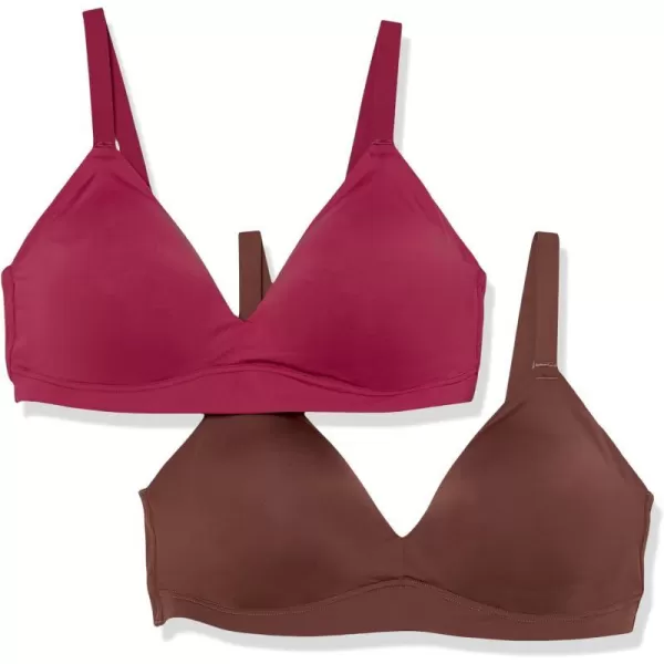 Amazon Essentials Womens Padded Bralette Pack of 2ChocolateBurgundy