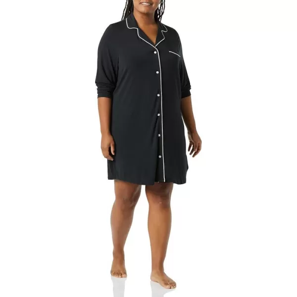 Amazon Essentials Womens Piped Nightshirt Available in Plus SizeBlack