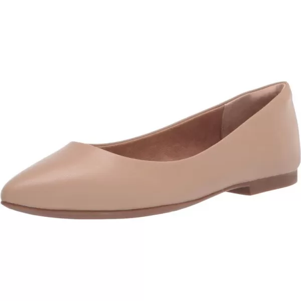 Amazon Essentials Womens PointedToe Ballet FlatBeige Faux Leather