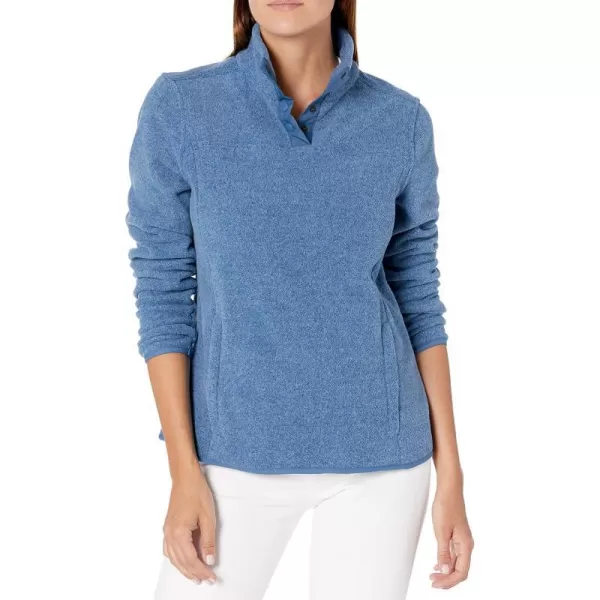 Amazon Essentials Womens Polar Fleece LongSleeve Mock Neck RelaxedFit Popover Jacket with PocketsBlue Heather