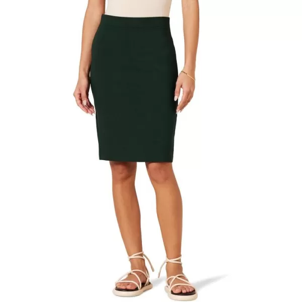 Amazon Essentials Womens Ponte PullOn Above The Knee Fitted Pencil SkirtDark Green