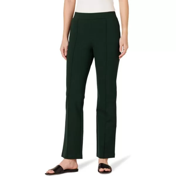 Amazon Essentials Womens Ponte PullOn Mid Rise Ankle Length Kick Flare PantsDark Green